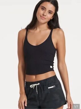 VUORI ribbed crop tank - Small- Black